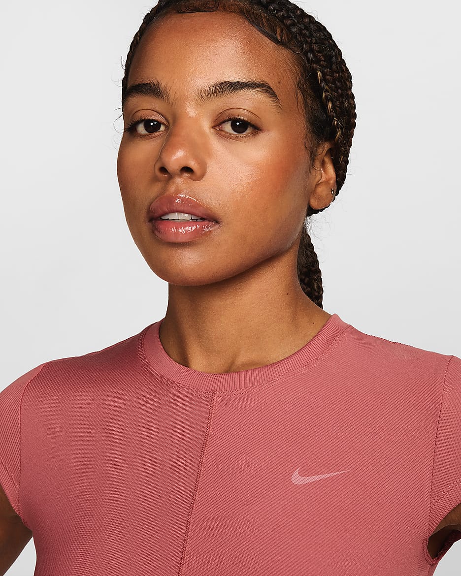 Nike One Fitted Rib Women s Dri FIT Short Sleeve Cropped Top. Nike